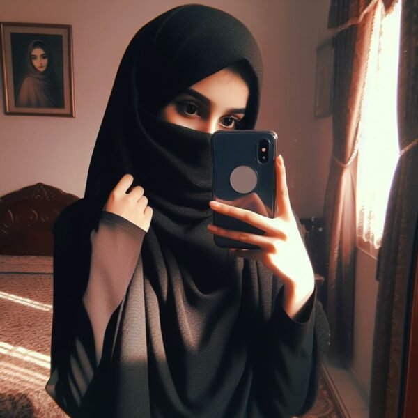 hijab girl hide face pic 1