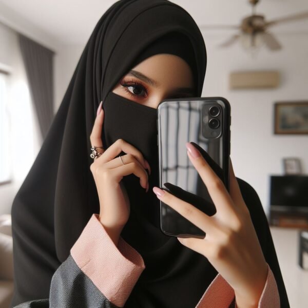 hijab girl hide face pic 13