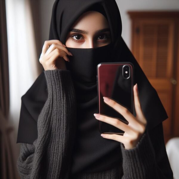 hijab girl hide face pic 14