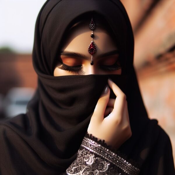 hijab girl hide face pic 3