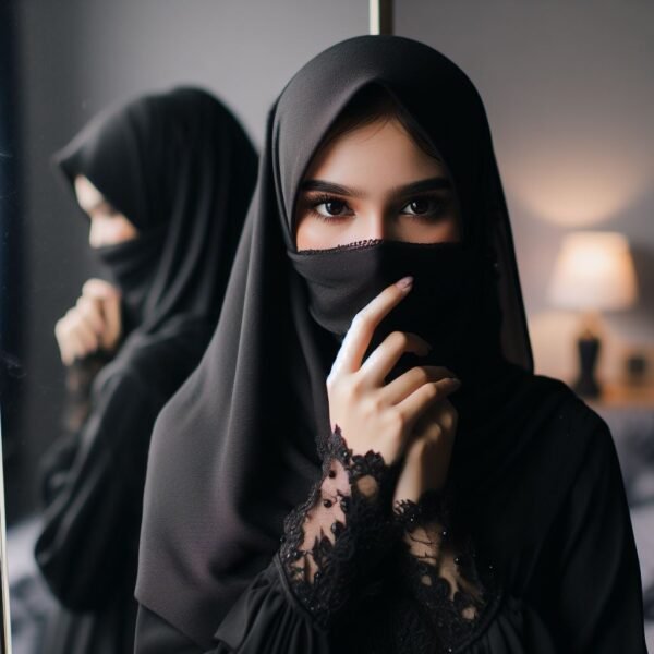 hijab girl hide face pic 4