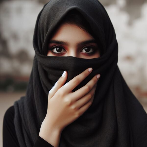 hijab girl hide face pic 5