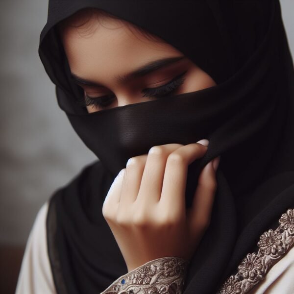 hijab girl hide face pic 6