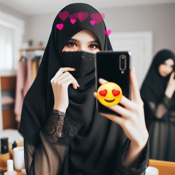 hijab girl hide face pic 8