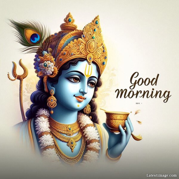 Cute krishna good morning image for whatsApp