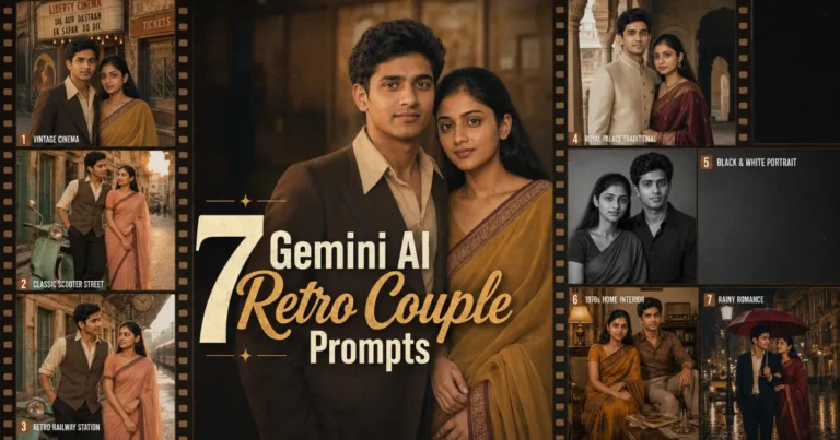 Seven Gemini AI retro couple photo prompt examples
