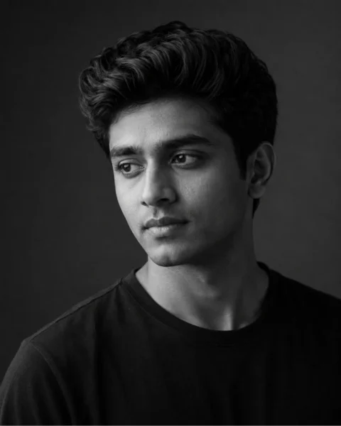 Black and white Gemini AI sad boy studio portrait prompt